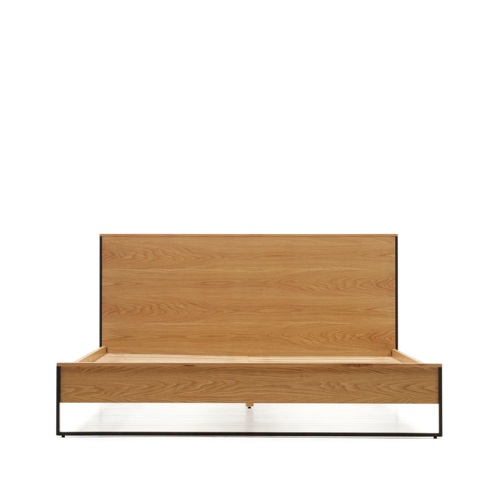 Taiana Кровать из шпона дуба со стальными ножками в черной отделке 160 x 200 см