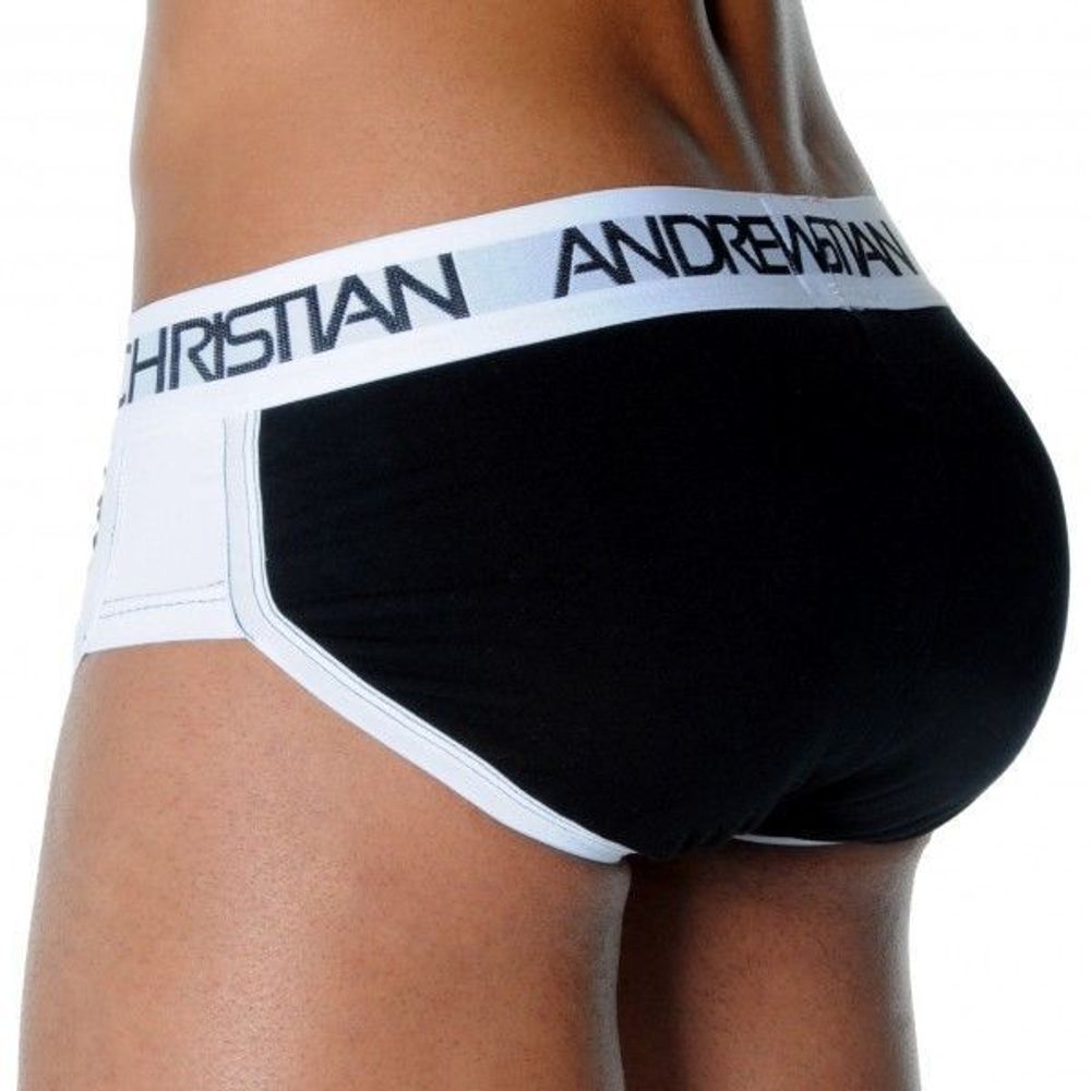 Мужские трусы брифы черные с задним пуш ап Andrew Christian Active Shape Black Brief  AC54