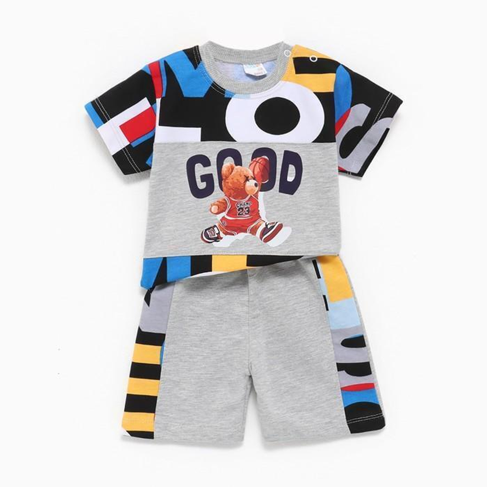 Комплект (футболка+шорты) для для мальчиков А.369940, синий, р.74см 9629994 (BEBI BUM Sib), 1 шт.