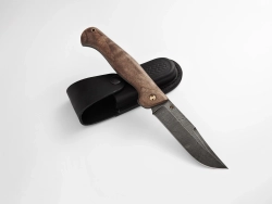 Складной нож "Тайга", дамасская сталь, рукоять орех