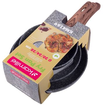 Набор сковород 20 см, 24 см, 28 см. Kamille KM 4169 с гранитным покрытием