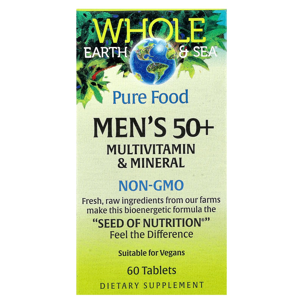 Natural Factors, Whole Earth & Sea, мультивитаминный и минеральный комплекс для мужчин старше 50 лет, 60 таблеток