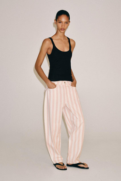 ZARA ЗАУЖЕННЫЕ ДЖИНСЫ В ПОЛОСКУ СО СРЕДНЕЙ ПОСАДКОЙ — ZW COLLECTION, ПОЛОСКИ