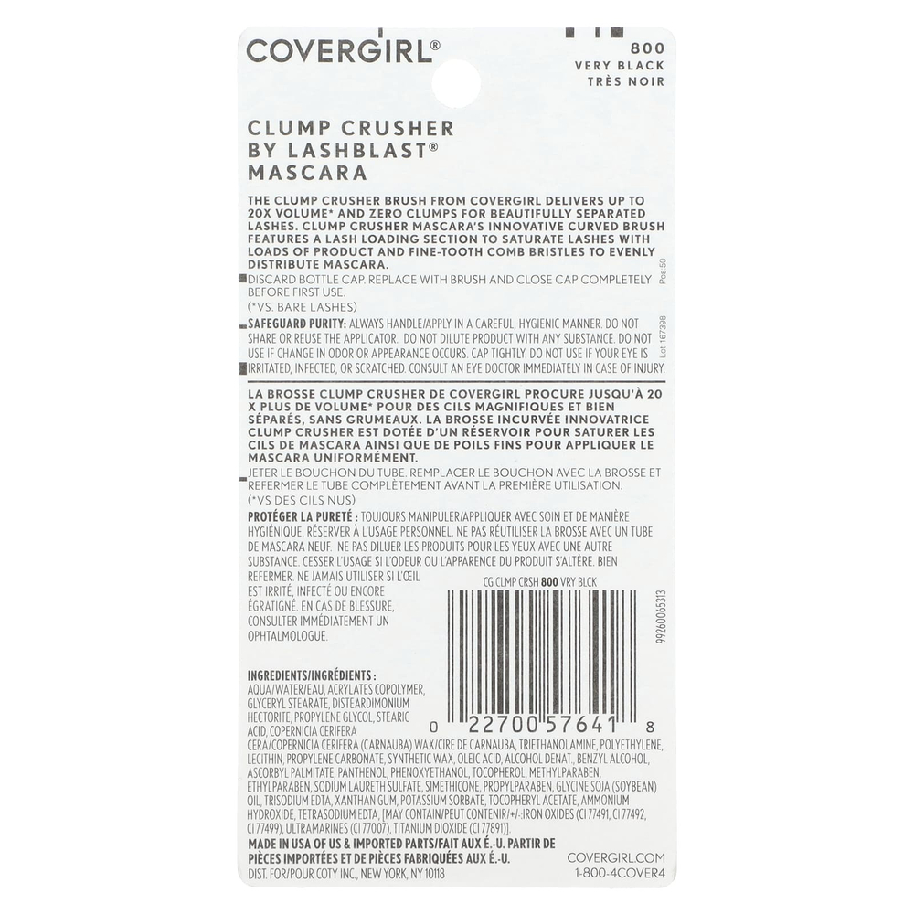 Covergirl, Lash Blast, тушь для ресниц, измельчитель комочков, оттенок 800 очень черный, 13,1 мл (0,44 унции)