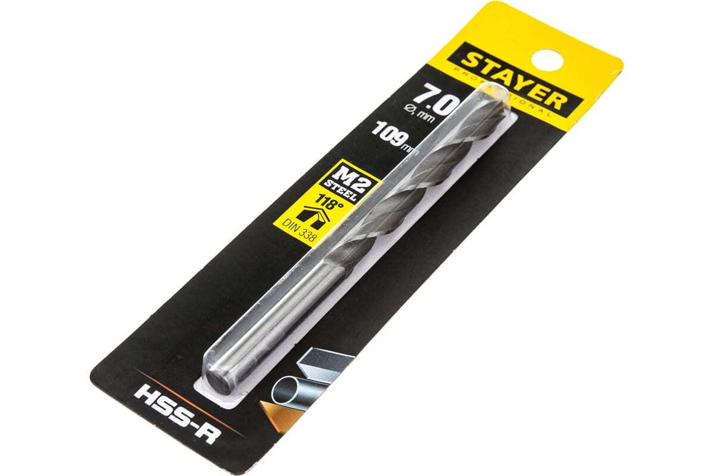 Сверло Professional по металлу HSS-R (7х69х109 мм; М2; DIN 338) Stayer 29602-7