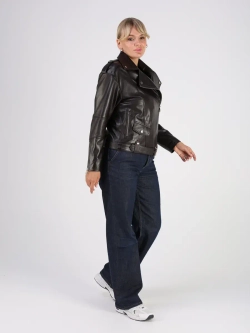 Кожаная куртка демисезонная косуха оверсайз