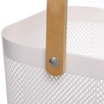 Корзина для хранения с деревянной ручкой «ФАРГО», цвет белый, 24*23,5*18см
