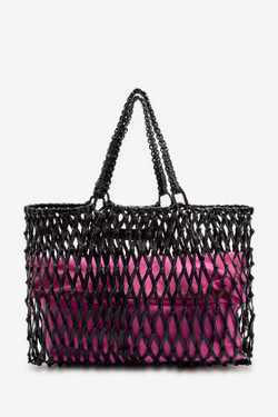ZARA МАКСИ-ШОППЕР ИЗ КОЖИ С ПЛЕТЕНИЕМ - LIMITED EDITION, ЧЕРНЫЙ