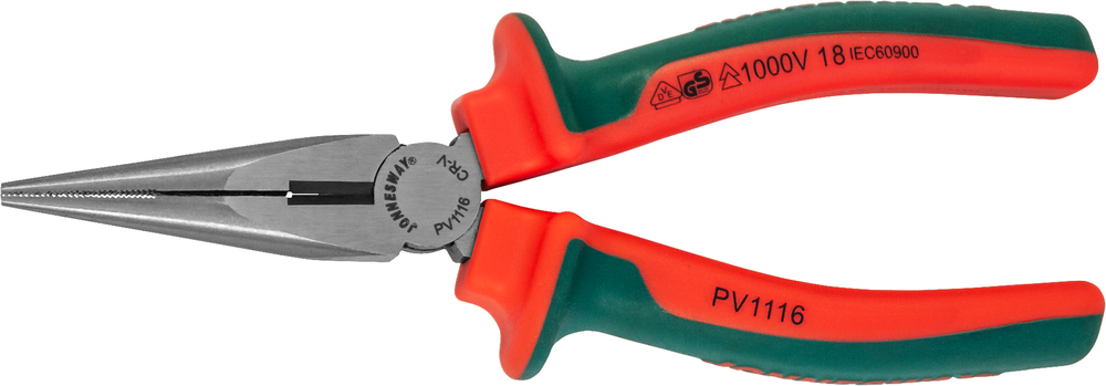 PV1116 Длинногубцы диэлектрические прямые с двухкомпонентными рукоятками, 160 мм