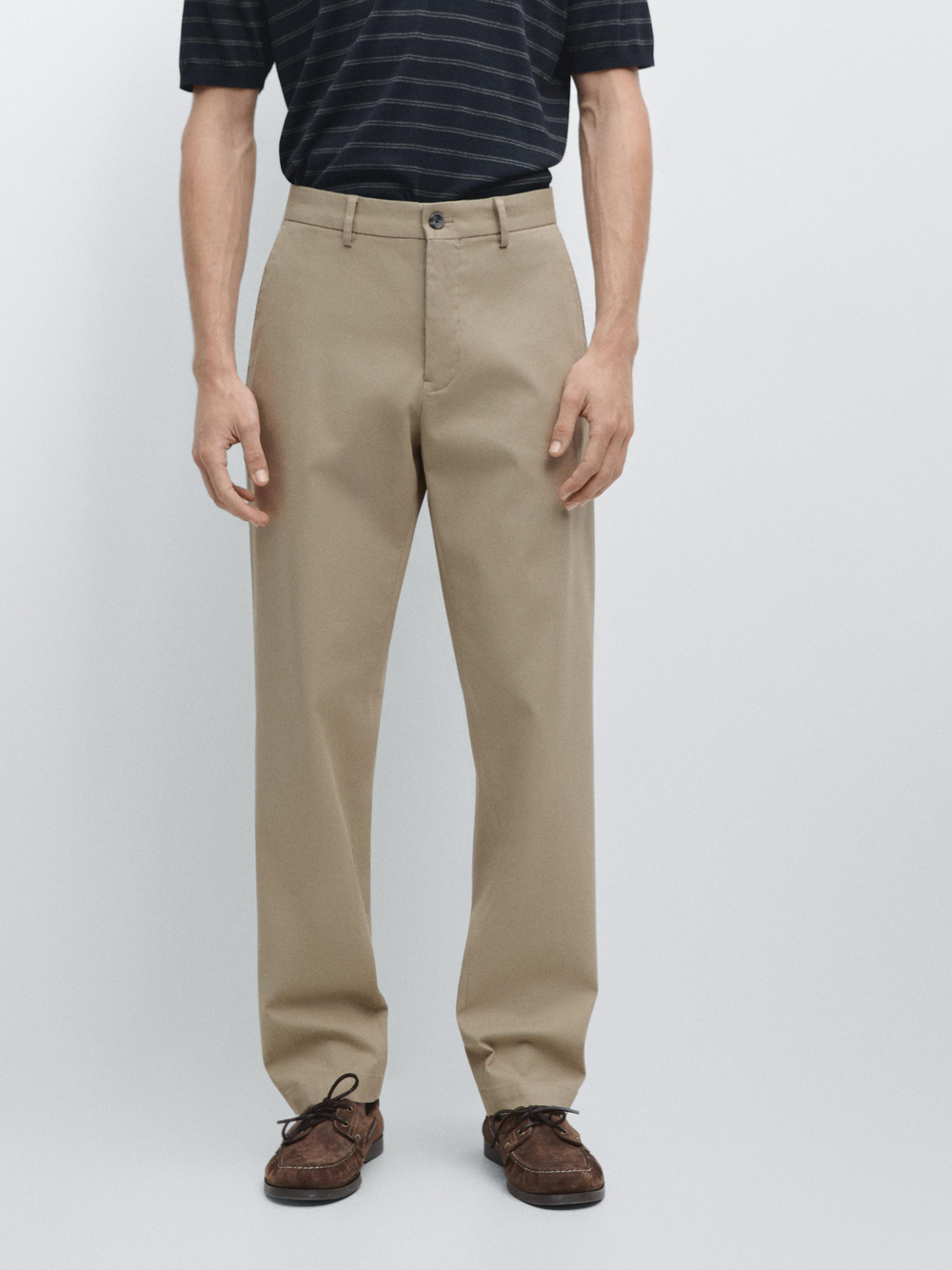 Massimo Dutti Зауженные брюки из смесовой хлопковой ткани, зеленый