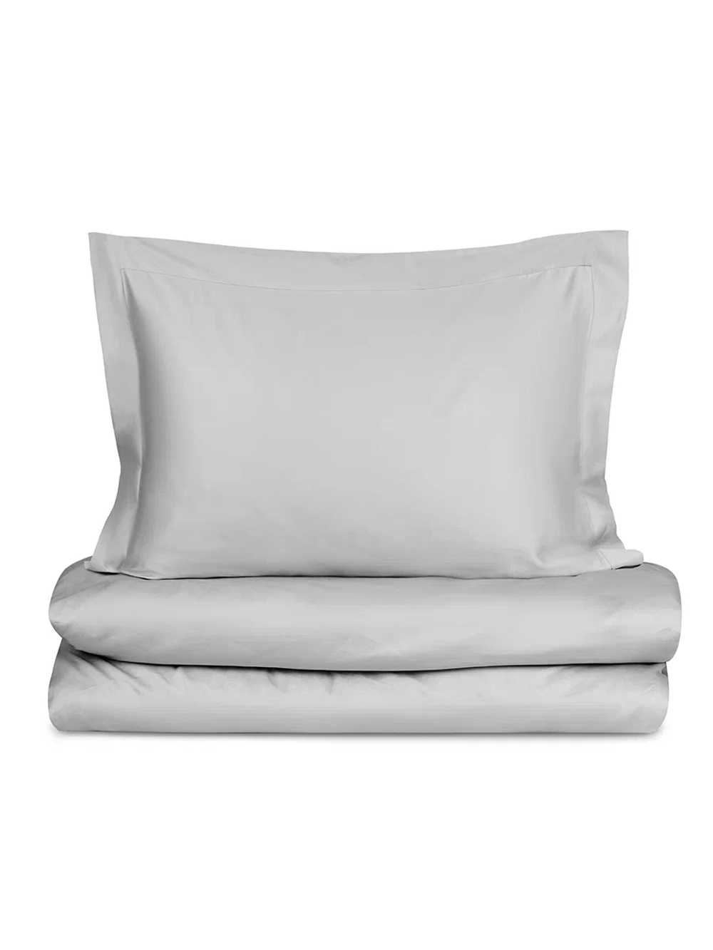 Комплект из сатина ПЕРСЕЯ наволочка + пододеяльник 1,5-сп | светло-серый