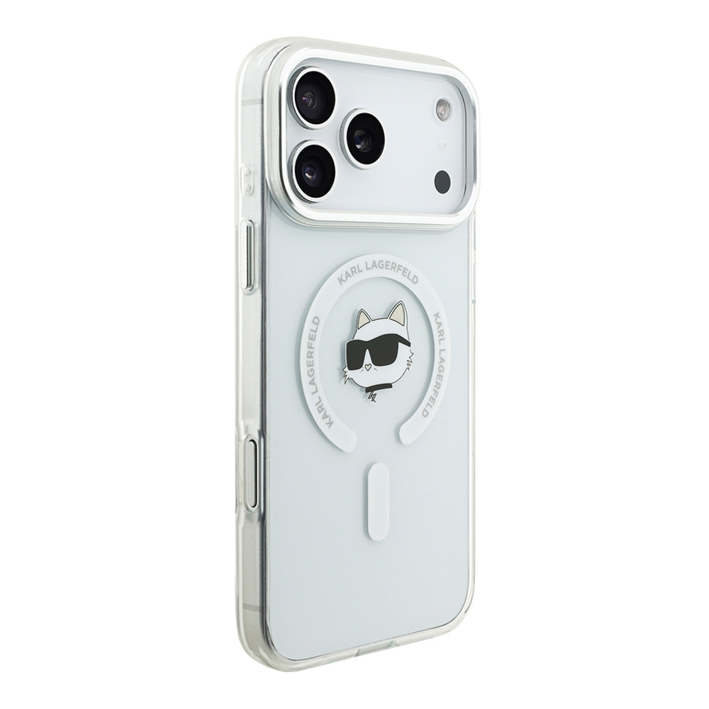 Lagerfeld для iPhone 17 Pro Max чехол IML NFT Choupette Head Metal camera Hard White (MagSafe)