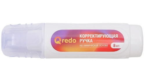 Ручка корректирующая Qredo, металлический наконечник, 8 мл, 12 штук