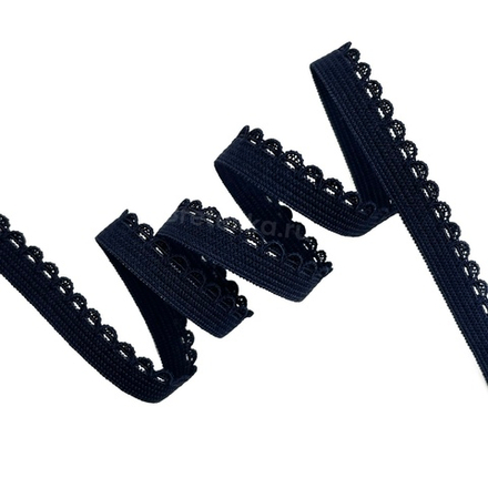 Отделочная резинка ажурная темно-синяя 10 мм, цв. 2146