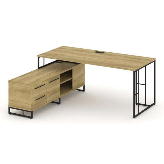 Rift Direct Стол руководителя на опорной тумбой RF.SRT-25 (L) Дуб Винченцо/Металл Черный/Черный Ручк