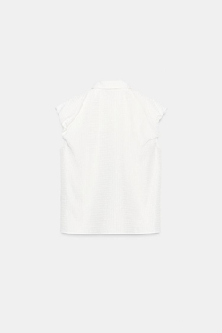 ZARA РУБАШКА С ОБЪЕМНЫМИ РУКАВАМИ, БЕЛЫЙ