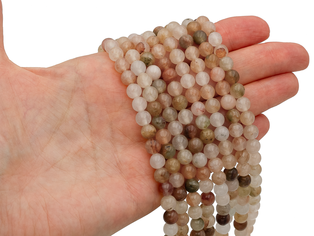 Нить бусин из тонированного кварца 6,5мм