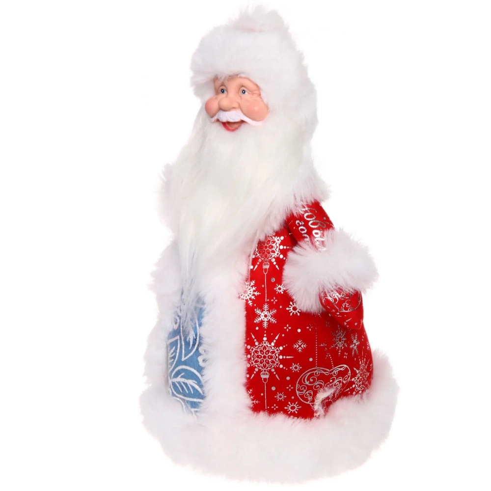 Дед Мороз для подарков и конфет «Кому подарки?» 30 см (красная шубка)