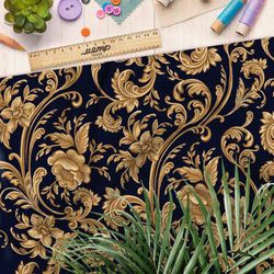 Ткань мембрана цветочный золотой орнамент