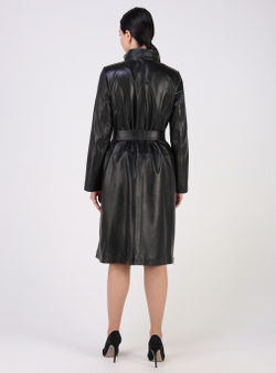 Кожаный плащ длинный натуральный пальто