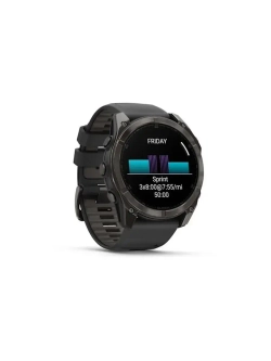 Умные часы Garmin Fenix 8 51mm, Sapphire, Carbon Gray DLC Titanium with Black/Pebble Gray Silicone Band