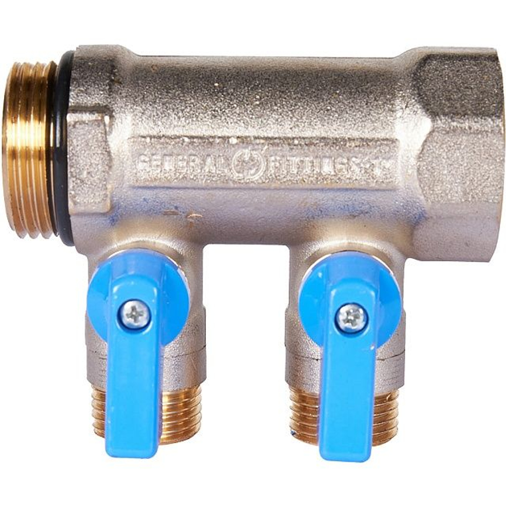 Коллектор отсекающий 1х1/2 2 выхода синий STOUT SMB-6211-011202