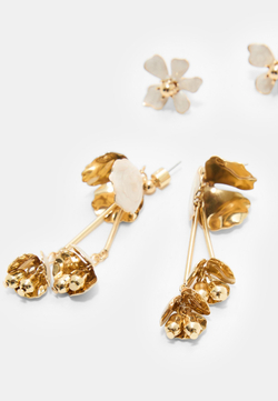 STRADIVARIUS Набор из 2 цветочных сережек, экрю