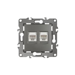 Розетка ЭРА Серия 12 12-3108-12 информационная двойная 2XRJ45 IP20 графит | Эра 12