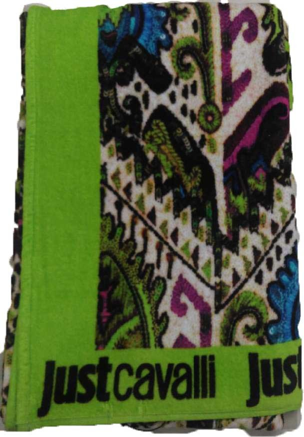 Полотенце пляжное 100x180 Just Cavalli зеленое с черным фото