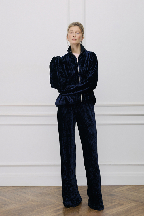 Бомбер бархат сапфировый