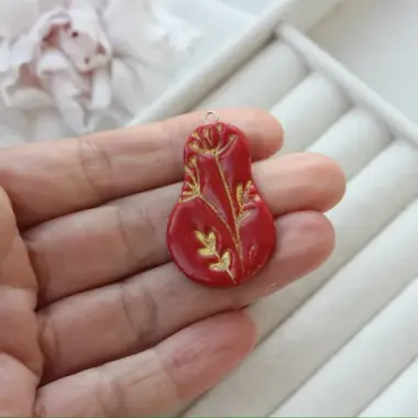 Подвеска Матрешка, полимерная глина с оттиском, 38*25 мм S006