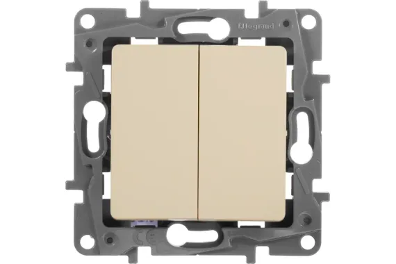 Выключатель Legrand Etika 2 клавиши проходной слоновая кость 26520