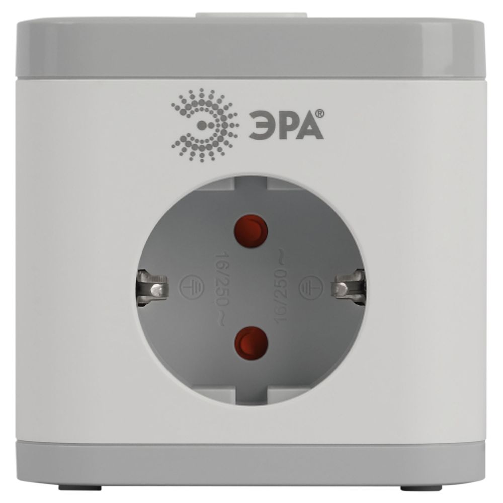 Удлинитель электрический ЭРА CUBE-3es-1,5m-4USB-W куб с заземлением с выключателем 3 розетки+4xUSBA+C 1,5м 16А белый | Бытовые удлинители