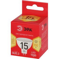 Лампа светодиодная ЭРА RED LINE LED MR16-15W-827-GU5.3 R 15Вт софит теплый белый свет GU5.3