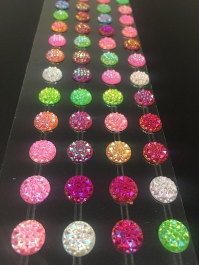 Стразы самоклеющиеся Разноцветные самоцветы круглые d=10 мм 72 шт