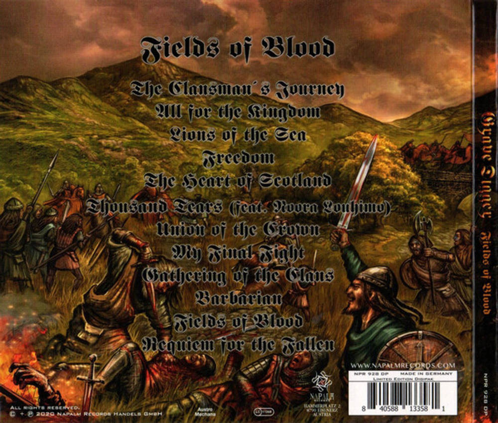 GRAVE DIGGER - Fields Of Blood CD DIGIPAK, музыкальный компакт диск, Napalm Records