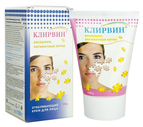 Клирвин отбеливающий крем для лица от веснушек и пигментных пятен 100 г