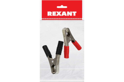 Зажим крокодил REXANT 100 А 105 мм черный и красный 50 шт 16-0019-1