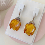 LEFIREL' Серьги серебряные женские "Мирилиса" с цветами из муранского стекла / ювелирные украшения из родированного серебра 925