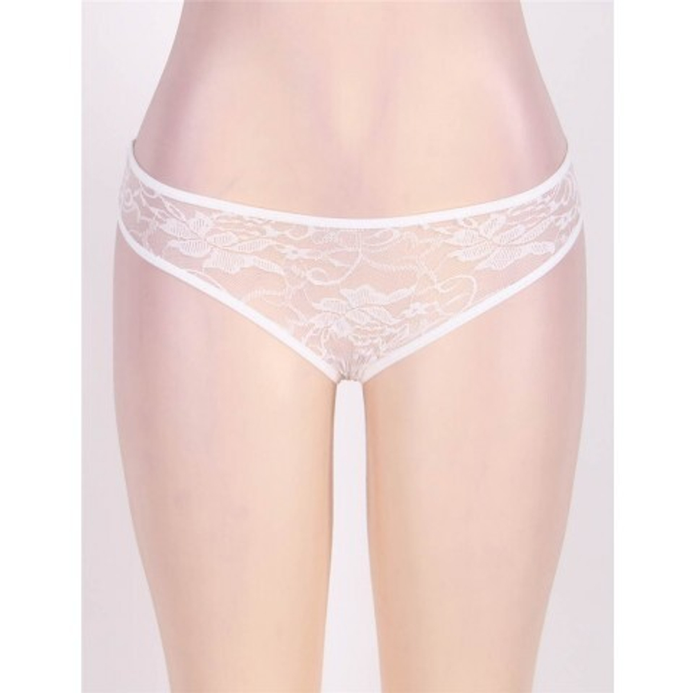 Кружевные трусики с доступом, белые, XS-S