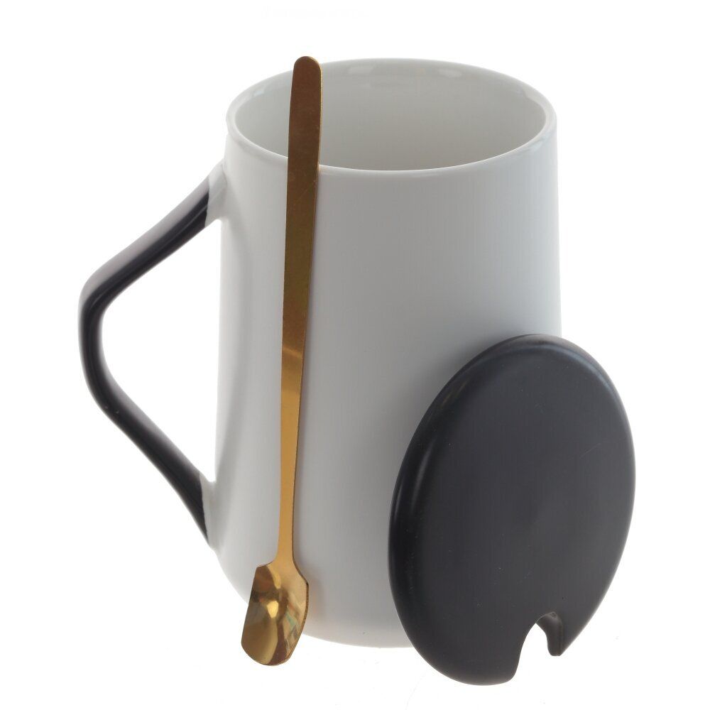 GAEM Кружка с крышкой и ложкой, 450 мл, L11 W8,5 H12,5 см, 4в.