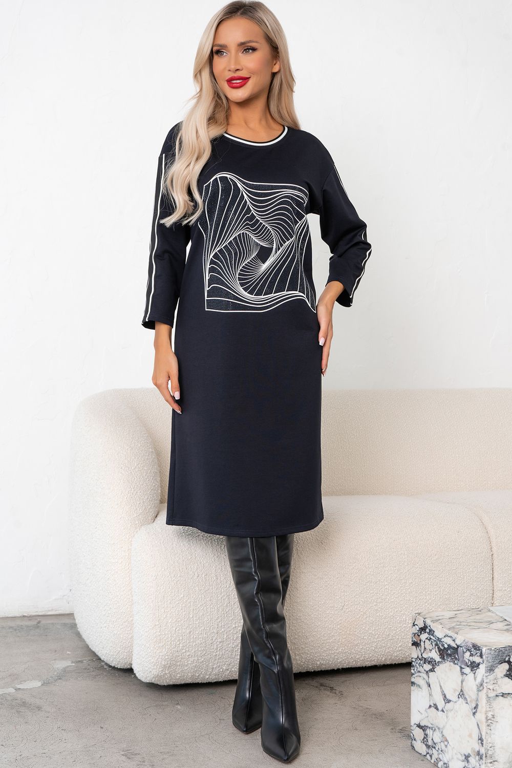 Платье в стиле Спорт-шик (синий)-46р-р Р11-1228/2 Nikol