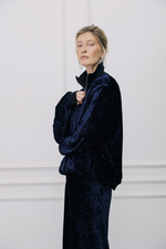 Бомбер бархат сапфировый