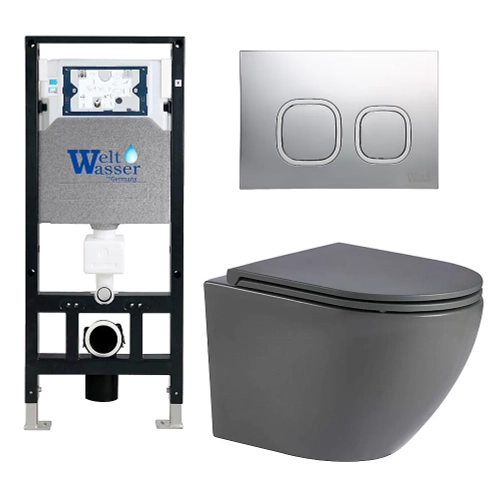 Унитаз с инсталляцией WeltWasser AMBERG 506 + MERZBACH 043 MT-GR + AMBERG RD-CR