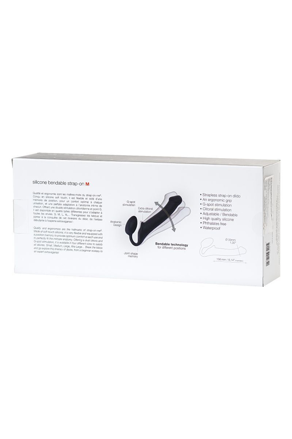 Черный безремневой страпон Silicone Bendable Strap-On - size M (Цвет: черный)