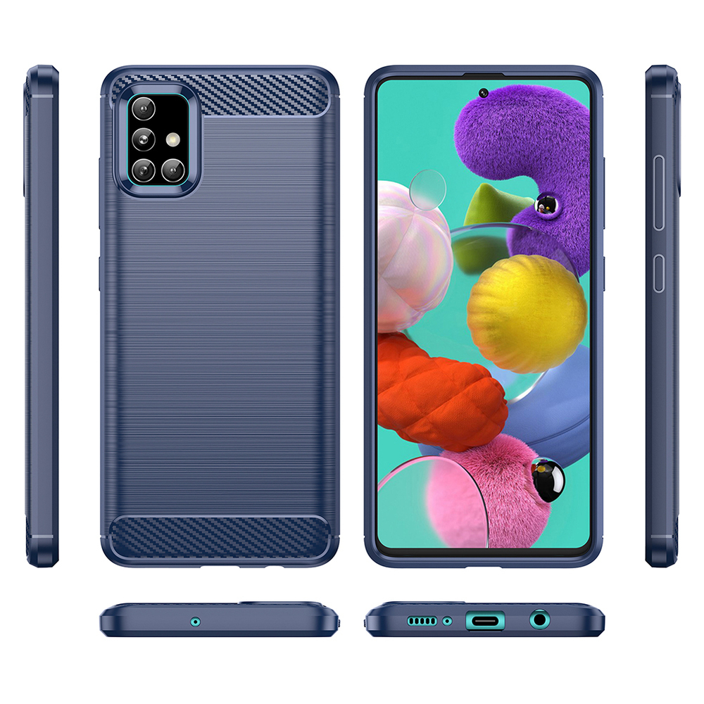 Чехол для Samsung Galaxy A51 (M40S) цвет Blue (синий), серия Carbon от Caseport