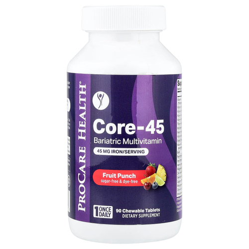 ProCare Health, Core-45, бариатрические мультивитамины, фруктовый пунш, 90 жевательных таблеток
