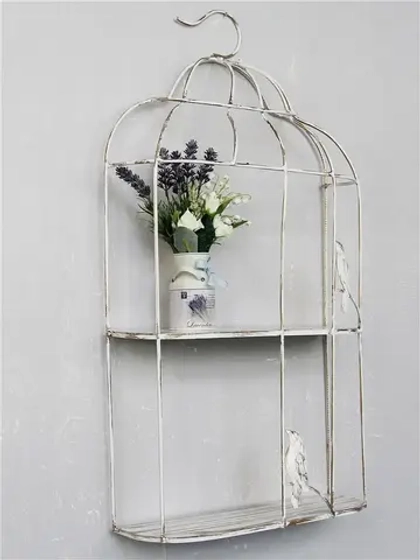 Полка металлическая настенная "Клетка с птичкой"