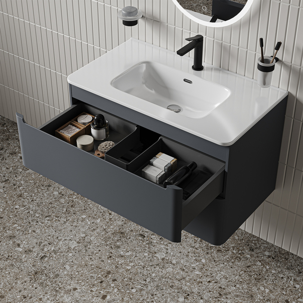 Тумба с умывальником IDDIS Edifice, подвесная, 80 см, темно-серый, EDI80D0i95K