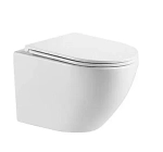 Унитаз подвесной WeltWasser AMBERG 497+MERZBACH 043 XL GL-WT+AMBERG RD-BL белый/кнопка черная матовая, безободковый, с крышкой микролифт, с инсталляцией, слив торнадо